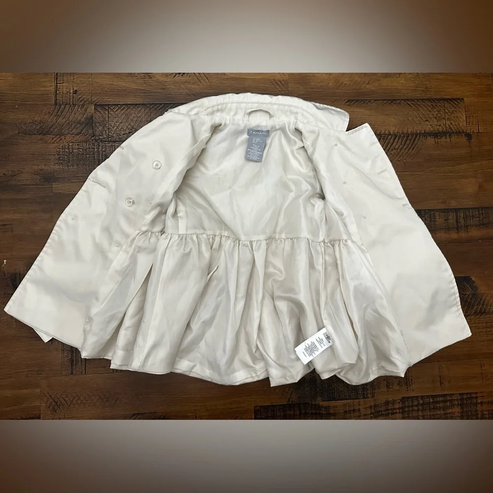 Tahari Girls Trench Coat Jacket Button-Up Long Sleeve Belted Beige Size 24M